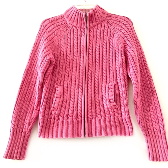 GAP Pink Ribbed Front Zip Long Sleeve Cardigan M - Picture 7 of 8
